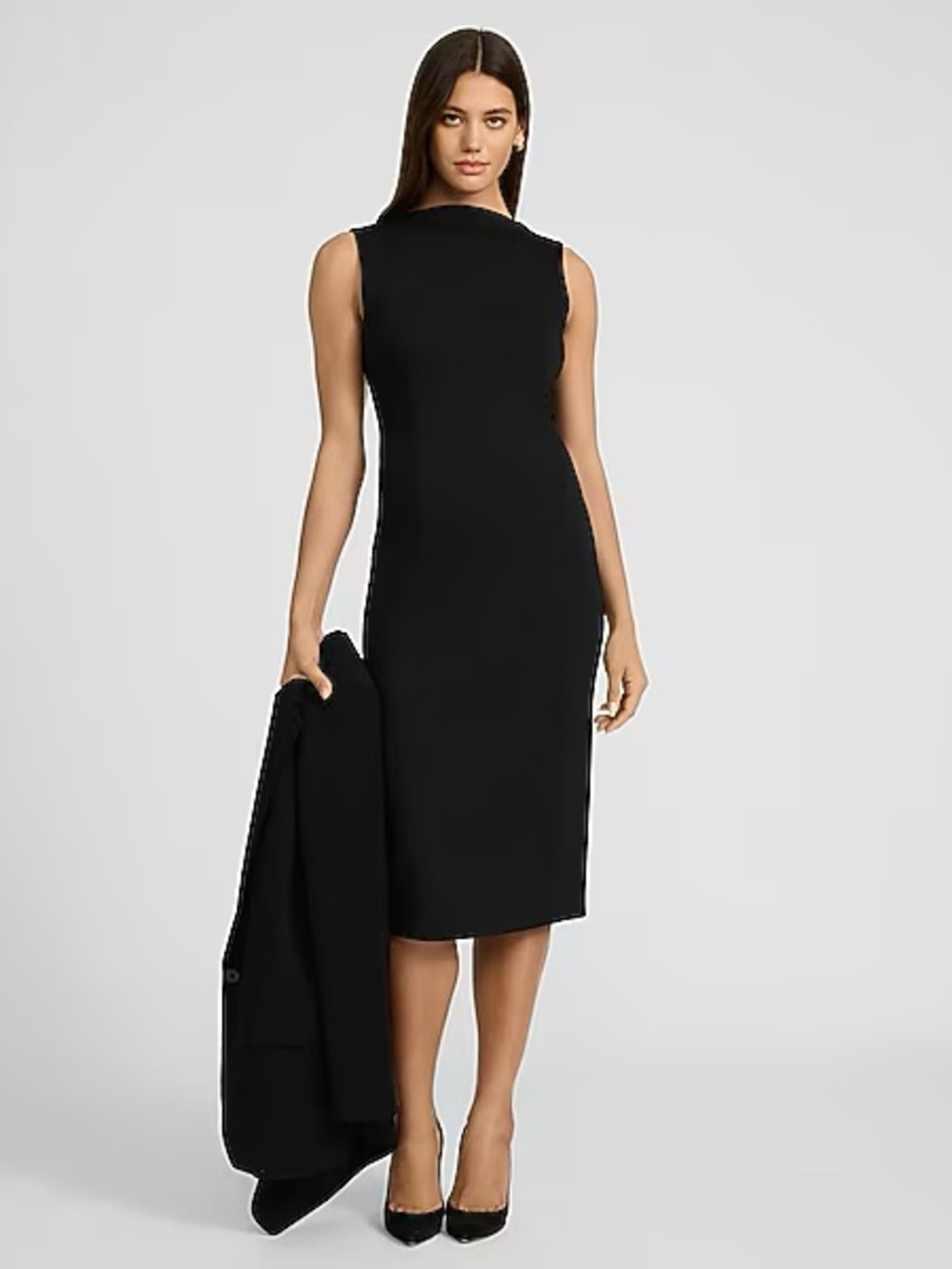 XL Classic Sleeveless Black Sheath Dress - Picture 2 of 5